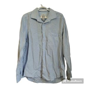 JOSEPH ABBOUD 100% Cotton Blue Checkere Plaid Long Sleeve Dress Shirt Si…